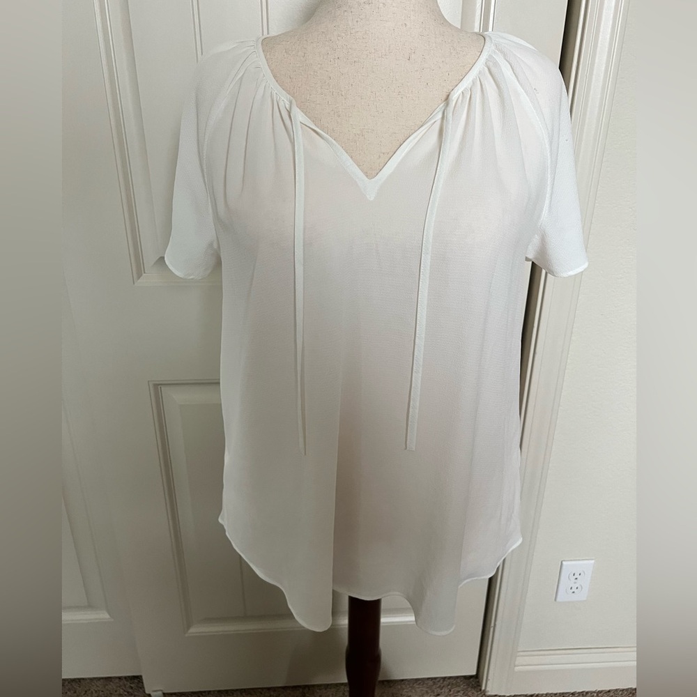 Maurices White Tie-Neck Blouse - XL